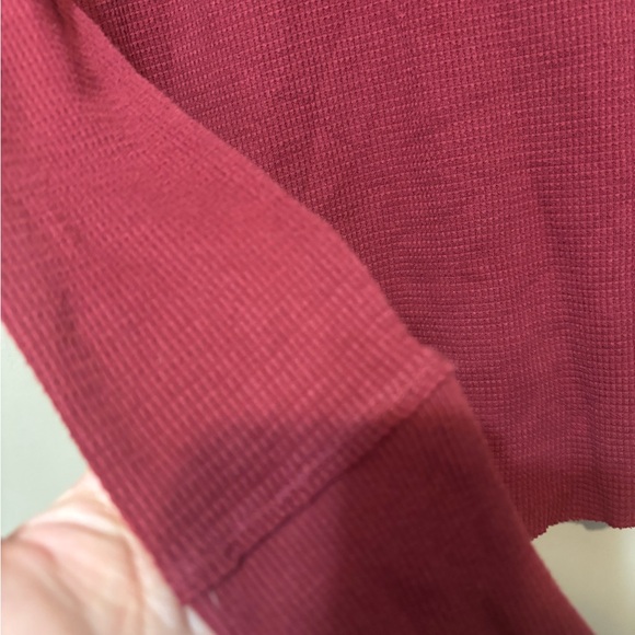 TNA ARITZIA Thermal Waffle Knit Burgundy Cowl Neck Top - Picture 4 of 10